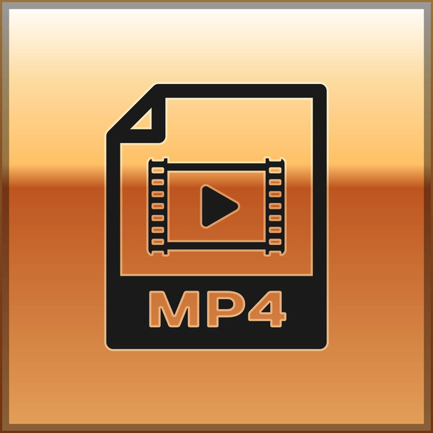 Zwart MP4 bestands documentpictogram. Download MP4 knop icoon geïsoleerd op gouden achtergrond. MP4-bestand symbool. Vector illustratie - Vector, afbeelding