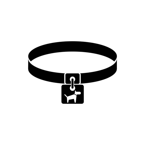 Zwarte halsband met naamtag pictogram geïsoleerd. Eenvoudige benodigdheden voor huisdier. Kat-en honden verzorging. Huisdier honden kettingen. Vector illustratie - Vector, afbeelding