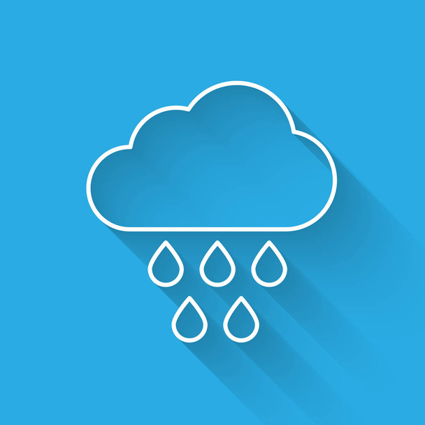 Nube Blanca con icono de lluvia aislado con sombra larga. precipitación de nubes de lluvia con gotas de lluvia. Ilustración vectorial
 - Vector, Imagen