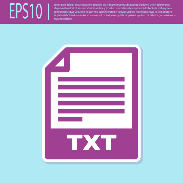 Icono de documento de archivo TXT púrpura retro. Descargar icono del botón txt aislado sobre fondo turquesa. Texto símbolo de extensión de archivo. Ilustración vectorial
 - Vector, Imagen