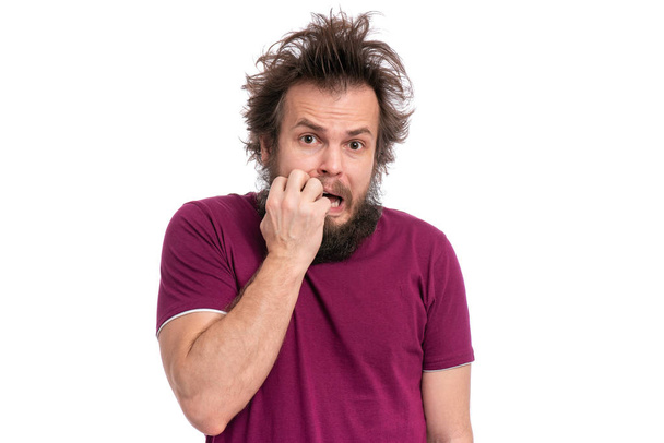 Çılgın sakallı adam duyguları ve işaretleri - Fotoğraf, Görsel
