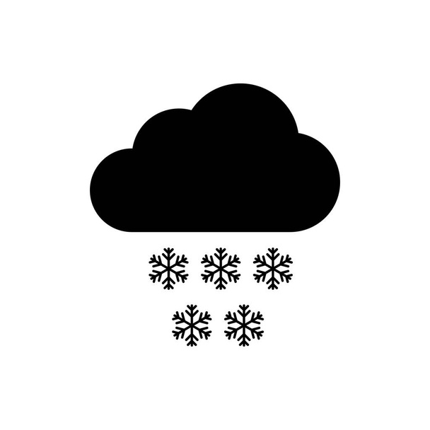 Чорна хмара з піктограмою снігу ізольована на білому тлі. Хмара зі сніжинками. Піктограма однієї погоди. Сніговий знак. Векторна ілюстрація
 - Вектор, зображення