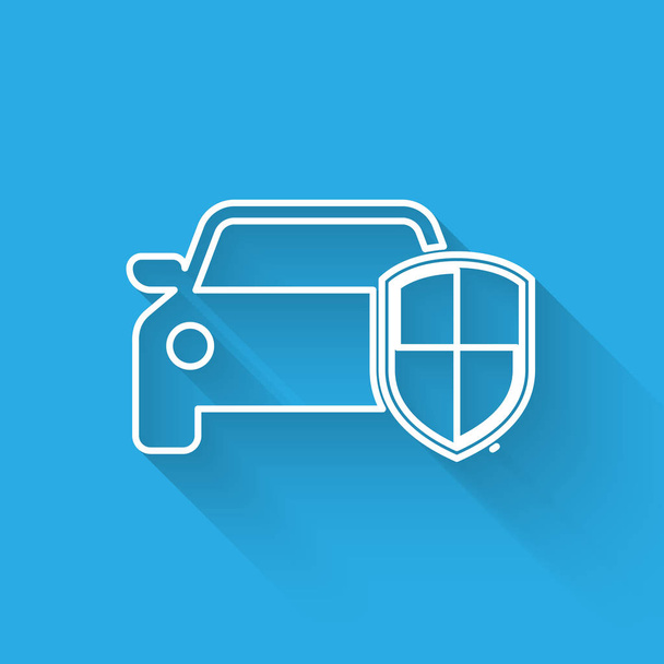 White Car protezione o l'icona di assicurazione isolato con lunga ombra. Proteggere scudo di guardia auto. Icona del veicolo con distintivo di sicurezza. Etichetta di sicurezza. Illustrazione vettoriale
 - Vettoriali, immagini