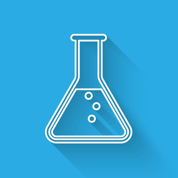 White Test tube and flask - chemical laboratory test icon isolated with long shadow. Vector Illustration - Вектор,изображение