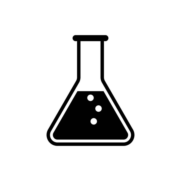 黒いテストチューブとフラスコ - 白い背景に分離された化学実験室試験アイコン。ベクトルイラストレーション - ベクター画像