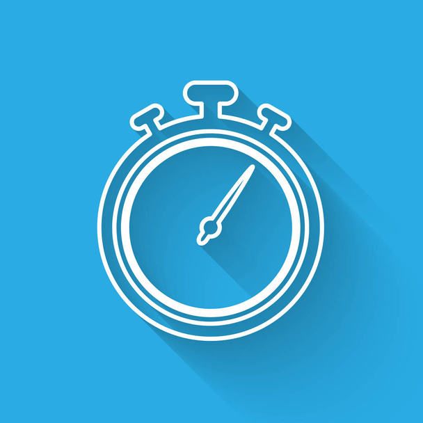 White Stopwatch line icon isolated with long shadow. Time timer sign. Chronometer sign. Vector Illustration - Vector, Image