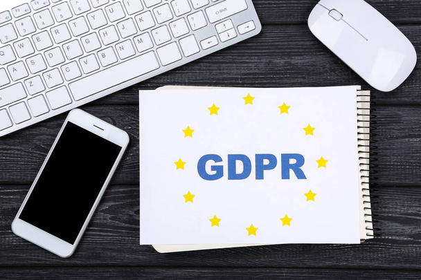 General Data Protection Regulation, GDPR with keyboard, smartpho - Photo, Image