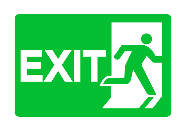 Exit Emergency Green Sign Isolate On White Background,Vector Illustration EPS.10 - Vector, Image