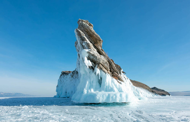 Ogoy island at Baikal, Russia in winter under strong sunshine. - Фото, зображення