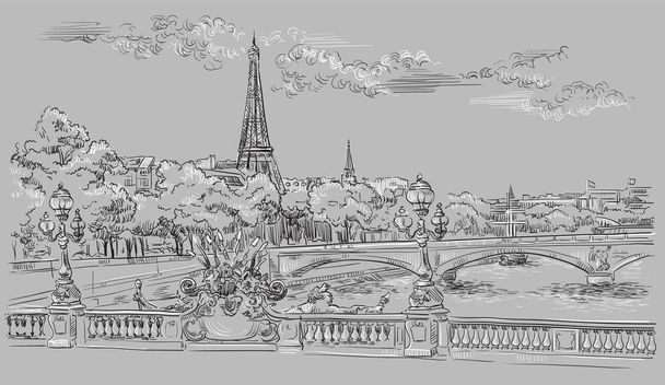 Серый векторный рисунок Париж 8
 - Вектор,изображение