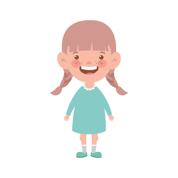 白い背景に微笑んで立っている女の赤ちゃん - ベクター画像