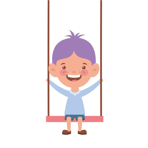 bambino ragazzo in swing sorridente su sfondo bianco
 - Vettoriali, immagini