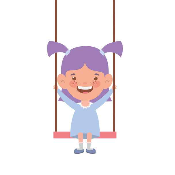 baby girl in swing smiling on white background - Vector, Image