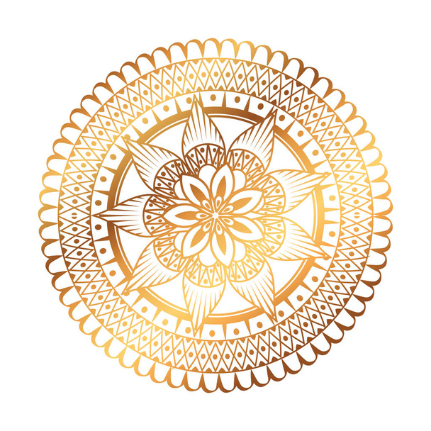 Złote i okrągłe Mandala - Wektor, obraz