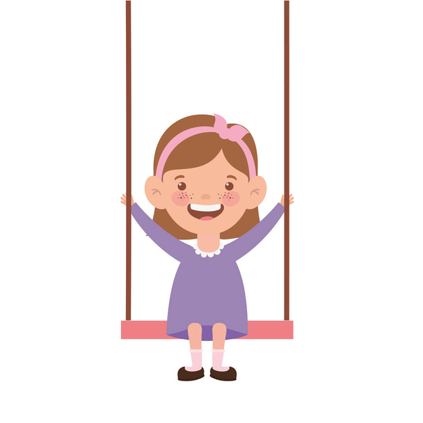 bébé fille en swing souriant sur fond blanc
 - Vecteur, image