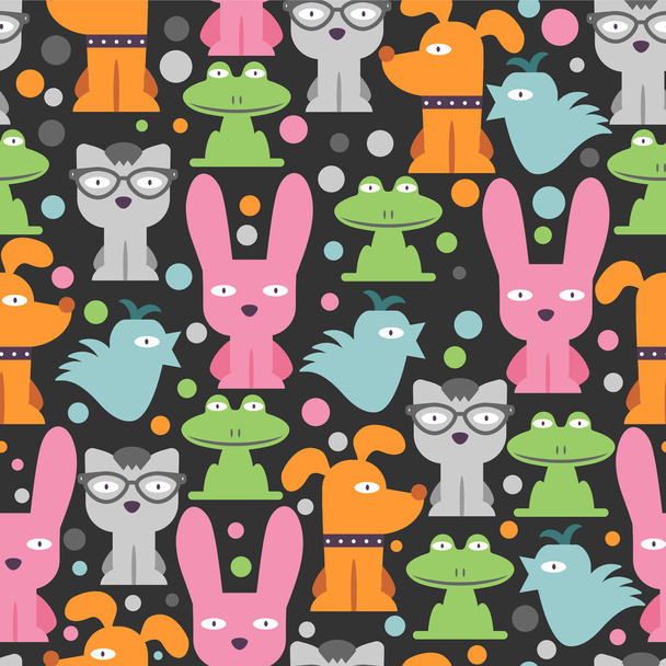 Colorful seamless pattern with funny animals - ベクター画像