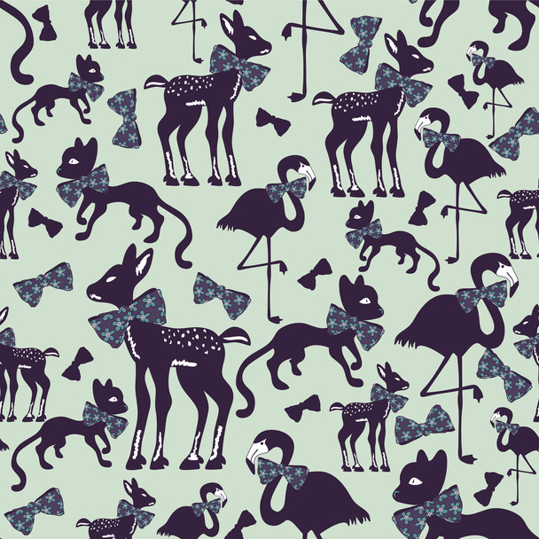Seamless pattern with animal silhouettes - Vector, Imagen