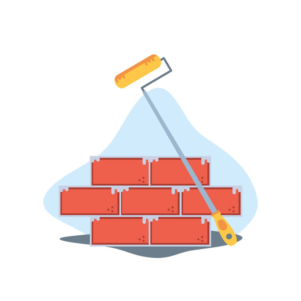 Mur de briques en cours de construction
 - Vecteur, image