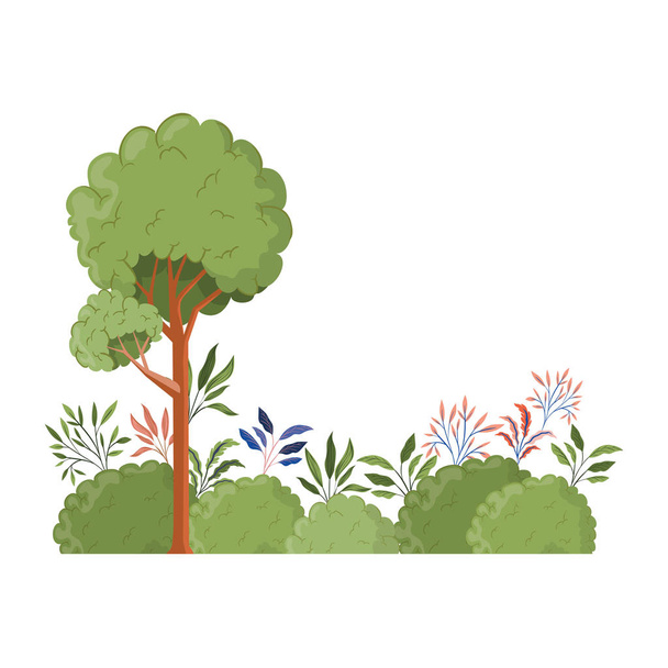 landscape with tall tree isolated icon - Vector, Image