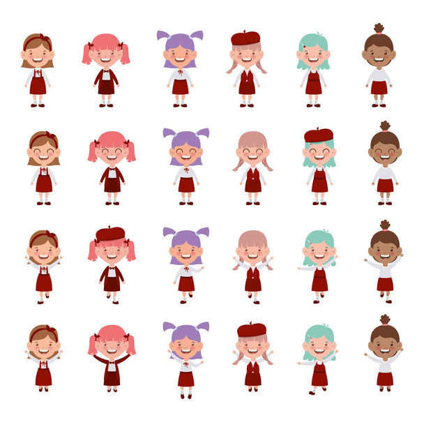 group of student girls characters - Vector, Image