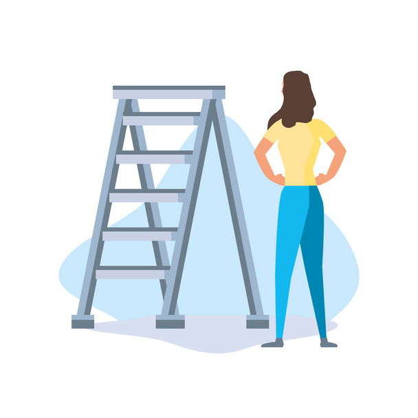 Geïsoleerde avatar vrouw en ladder ontwerp - Vector, afbeelding