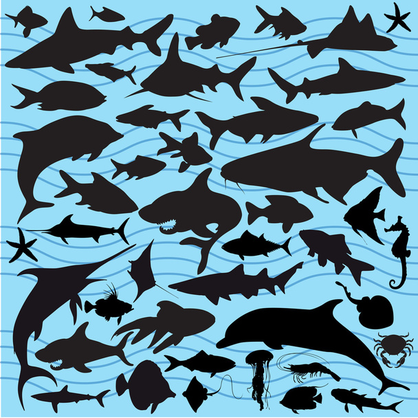 Fish Silhouettes - Vector, afbeelding