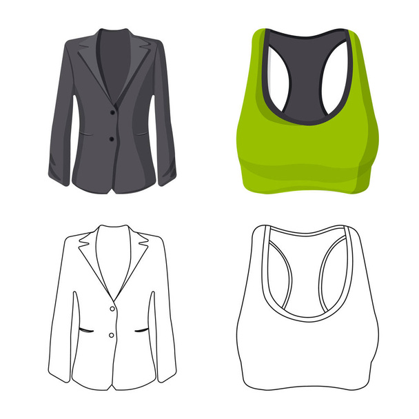 Vector design of woman and clothing symbol. Collection of woman and wear stock symbol for web. - Vector, Imagen