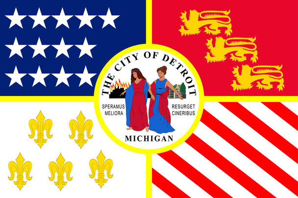 Flag of Detroit in Michigan, USA - Vector, Image