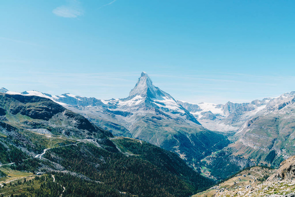 views of the Matterhorn peak in Zermatt, Switzerland. - Φωτογραφία, εικόνα