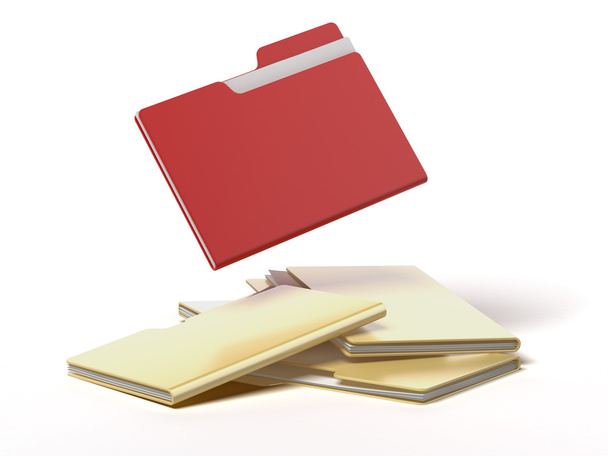 Red folder among yellow - Foto, Imagem
