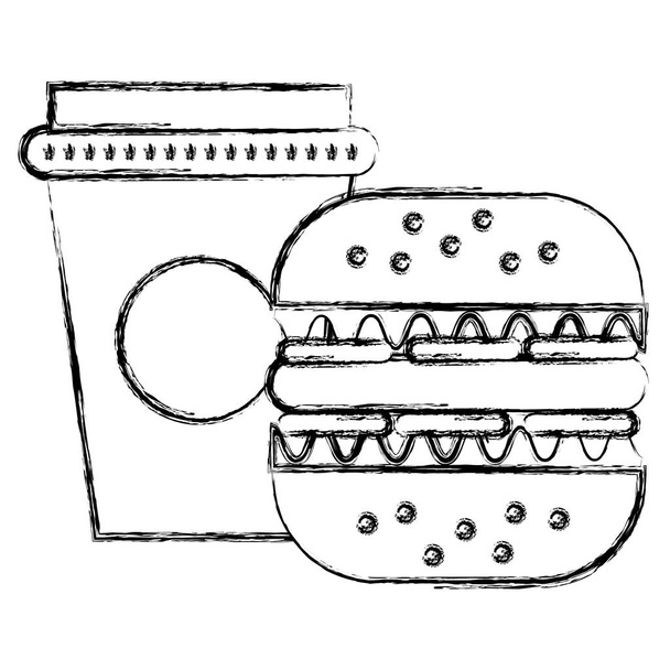 leckerer Burger mit Soda - Vektor, Bild