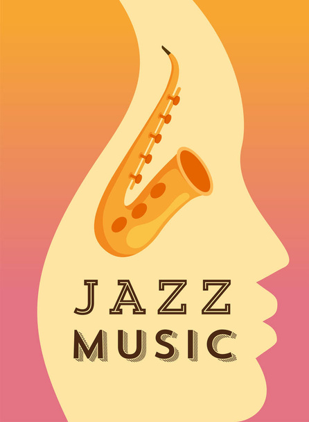 Jazz muziek platte vector banner sjabloon - Vector, afbeelding