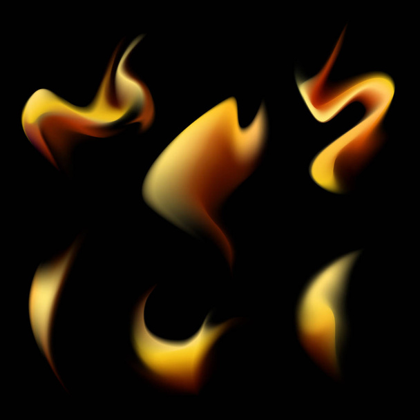 Vector fire. Fire tongues on a black background. - Vector, Image