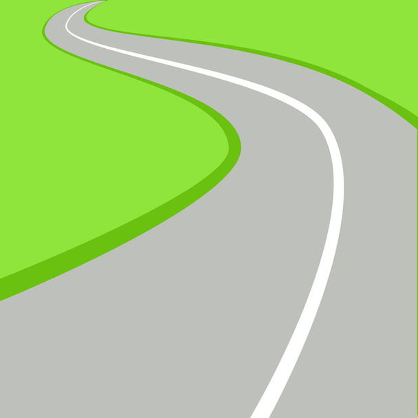 Кривая дорога с белой маркировкой. Векторная иллюстрация
 - Вектор,изображение