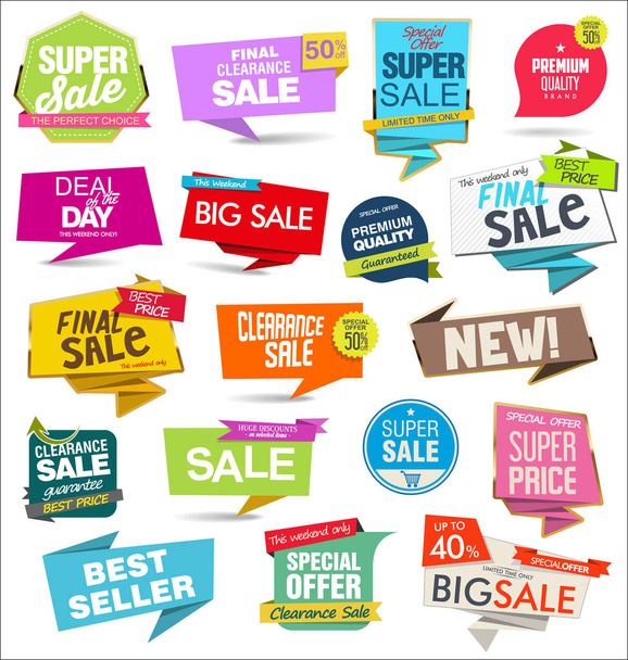 Collection of colorful modern badges and labels - Vector, Image