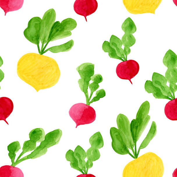 水彩画根野菜シームレスパターン - 写真・画像