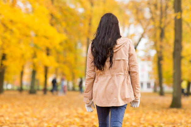 jeune femme marche dans le parc d'automne - Photo, image