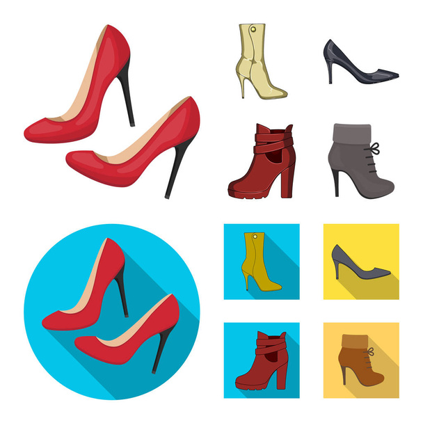 Isolated object of heel and high symbol. Collection of heel and stiletto stock vector illustration. - ベクター画像