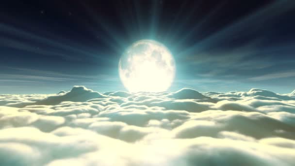 Traumfliege in Wolken und Mond 4k - Filmmaterial, Video