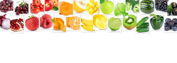 Collage of color fruits and vegetables - Photo, Image