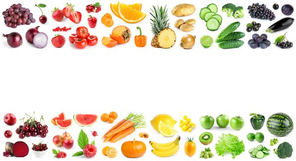 Color frutas y verduras en blanco
 - Foto, Imagen