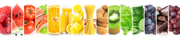 Collage de mezcla de alimentos saludables de color fresco
 - Foto, Imagen