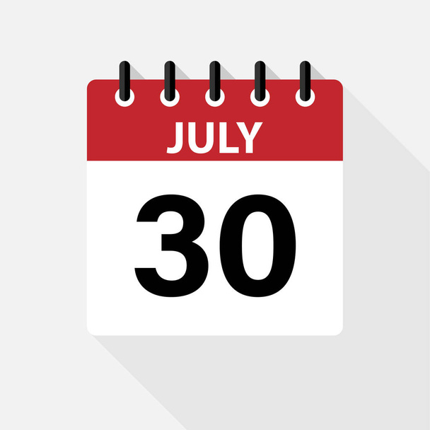 July Vector flat daily calendar icon. Date and time, day, month. Holiday. - Vector, Image