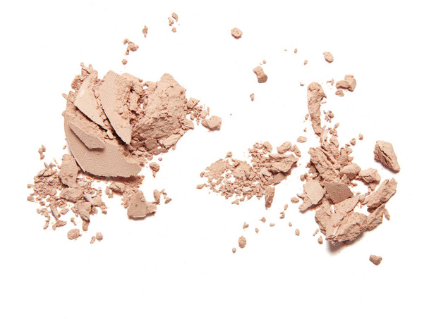 scattered beige nude powder isolated on white background - Photo, Image