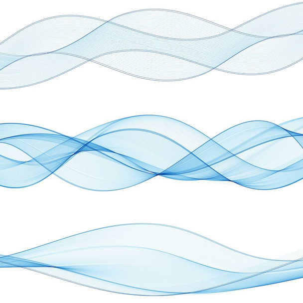 set Ondas vectoriales abstractas. líneas de color. color azul. eps 10 - Vector, Imagen