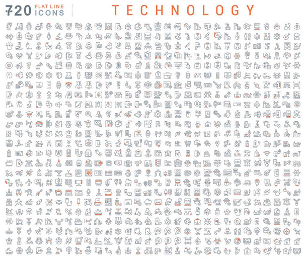 Set Vector Line Icons of Technology - Vector, Image