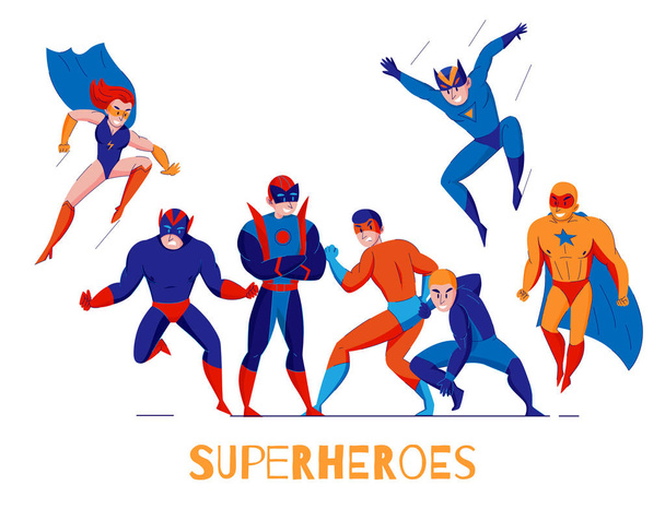 Superhéros personnages de bande dessinée Affiche
  - Vecteur, image