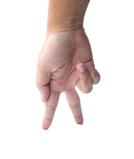 Homem de pé dedos isolados no fundo branco
 - Foto, Imagem