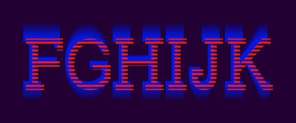 F, G, H, I, J, K letras vibrantes. Red blue electric fuente
. - Vector, Imagen