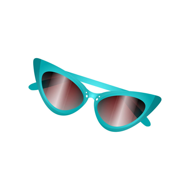 Gafas de sol retro de moda con montura de color azul para verano
 - Vector, Imagen